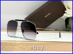 Tom Ford TF557 Silver Aviator Sunglasses Purple Gradient Lenses 58-13-145