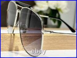 Tom Ford TF557 Silver Aviator Sunglasses Purple Gradient Lenses 58-13-145