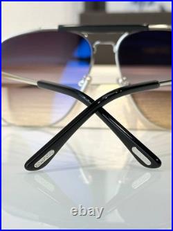 Tom Ford TF557 Silver Aviator Sunglasses Purple Gradient Lenses 58-13-145