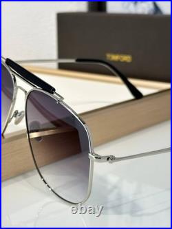 Tom Ford TF557 Silver Aviator Sunglasses Purple Gradient Lenses 58-13-145