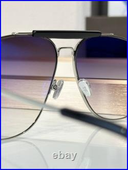 Tom Ford TF557 Silver Aviator Sunglasses Purple Gradient Lenses 58-13-145