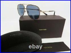 Tom Ford TF693 28V New Havana/ Blue Men's BENTON Sunglasses 58mm with defect