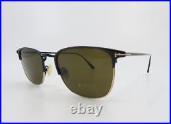 Tom Ford TF851 01J LIV Black & Gold/Brown Square Unisex Sunglasses 52mm with box