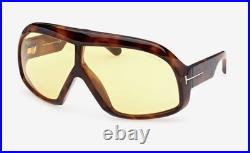 Tom Ford TF965 52E Cassius Oversized Aviator Sunglasses in Tortoise/Yellow Lens