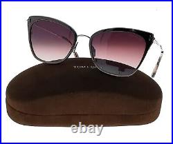 Tom Ford Titanium Cat Eye Sunglasses TF843 12U Faryn Ruthenium/Burgundy NEW