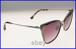 Tom Ford Titanium Cat Eye Sunglasses TF843 12U Faryn Ruthenium/Burgundy NEW