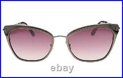 Tom Ford Titanium Cat Eye Sunglasses TF843 12U Faryn Ruthenium/Burgundy NEW