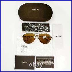 Tom Ford Titanium Japan Sunglasses Gold Brown Pilot Cyrus TF 747 30F FT0747
