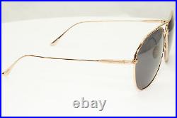 Tom Ford Titanium Japan Sunglasses Gold Grey Pilot Metal Cyrus TF 747 28A FT0747