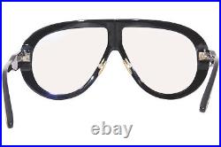 Tom Ford Troy TF836 001 Sunglasses Men's Shiny Black/Blue Block Lens Pilot 61mm