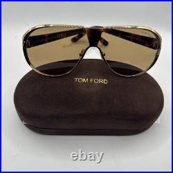 Tom Ford VINCENZO FT 1072 Shiny Gold And Dark Havana/Brown (30E) Sunglasses