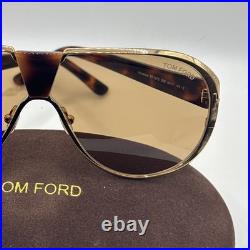 Tom Ford VINCENZO FT 1072 Shiny Gold And Dark Havana/Brown (30E) Sunglasses