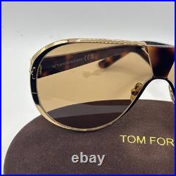 Tom Ford VINCENZO FT 1072 Shiny Gold And Dark Havana/Brown (30E) Sunglasses