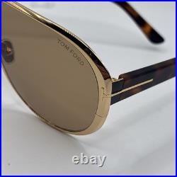 Tom Ford VINCENZO FT 1072 Shiny Gold And Dark Havana/Brown (30E) Sunglasses