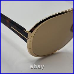 Tom Ford VINCENZO FT 1072 Shiny Gold And Dark Havana/Brown (30E) Sunglasses