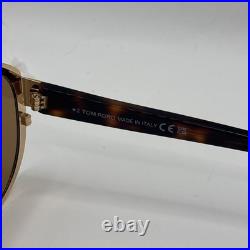 Tom Ford VINCENZO FT 1072 Shiny Gold And Dark Havana/Brown (30E) Sunglasses