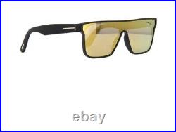 Tom Ford WHYAT FT0709 FT 709 01G Black Gold Mirror Shield Men Sunglasses Italy