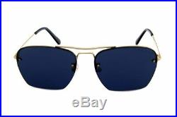 Tom Ford Walker Semi Rimless Unisex Aviator Sunglasses Gold Dark Blue 0504 28v