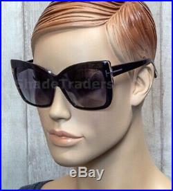 Tom Ford Women Irina Sunglasses Black Crystal Polarized Grey Gradient 0390 03d