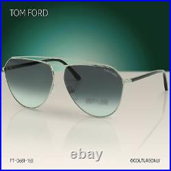 Tom Ford Women Sunglasses Binx FT-0681-16B Silver Aviator Gray Gradient Lens