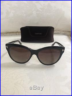 Tom Ford Women's Lily TF430 Black Polarized Cateye Sunglasses