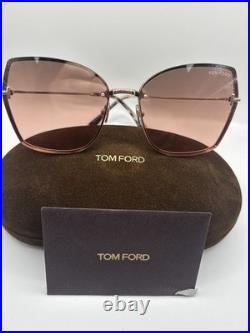 Tom Ford Women's Sunglasses Nickie Shiny Rose Gold Butterfly Frame FT1107 6228U