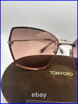 Tom Ford Women's Sunglasses Nickie Shiny Rose Gold Butterfly Frame FT1107 6228U