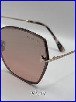 Tom Ford Women's Sunglasses Nickie Shiny Rose Gold Butterfly Frame FT1107 6228U