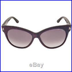 Tom Ford Womens Saskia TF330 Matte Violet Cat Eye Sunglasses Gray Gradient Lens