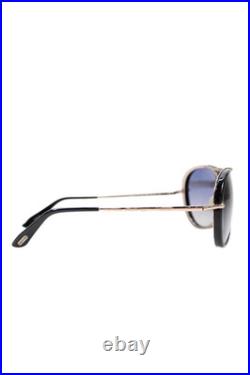 Tom Ford Womens TF 109 Cyrille Aviator Sunglasses Black Gold Tone