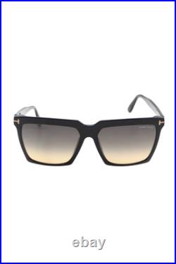 Tom Ford Womens TF 764 Sabrina Squared Sunglasses Black Plastic
