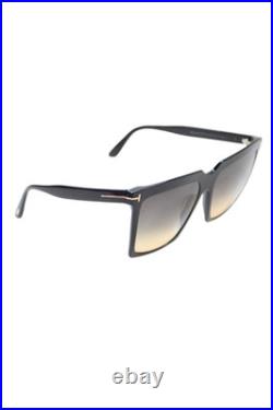 Tom Ford Womens TF 764 Sabrina Squared Sunglasses Black Plastic